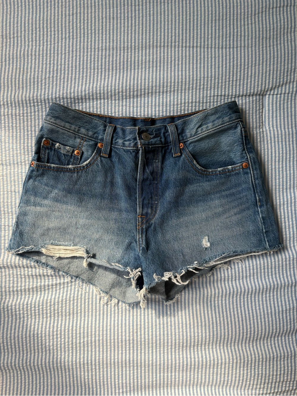 Levi's Distressed 501 Denim Shorts